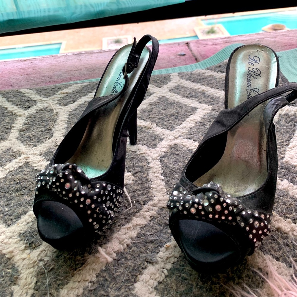 Cute rhinestone bow formal heels